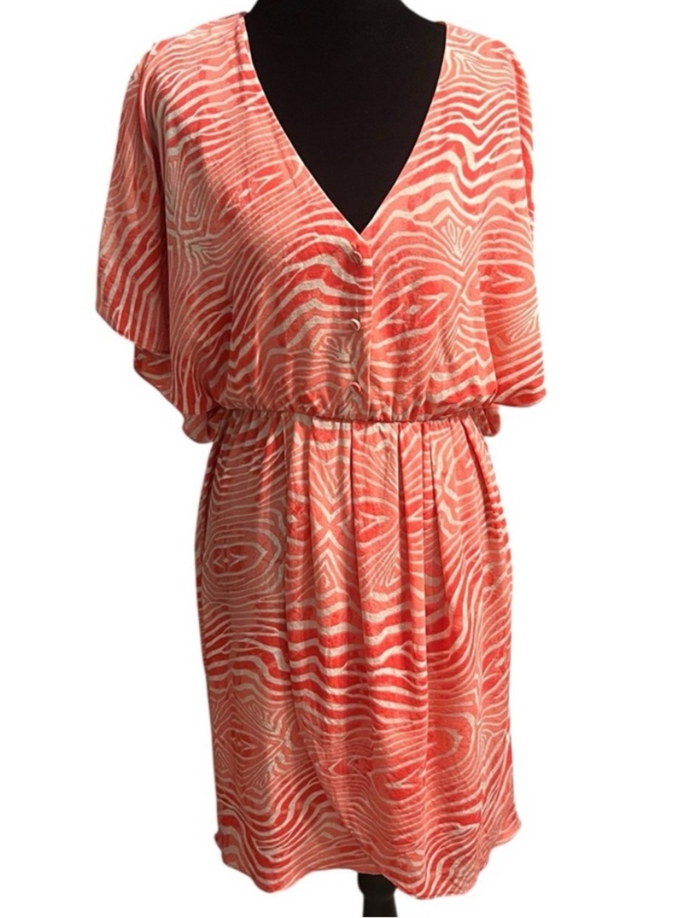 Alice + Olivia Coral & White Zebra Print Mini Dress Womens M